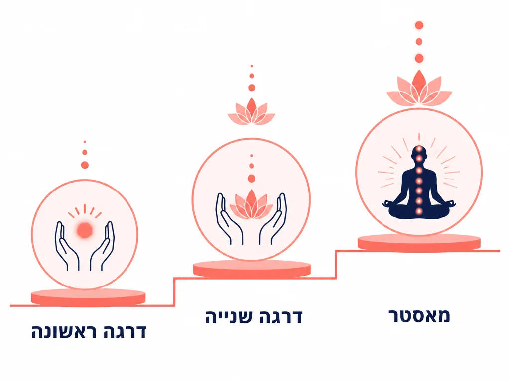 אינפוגרפיקה שלוש דרגות הרייקי - מה ההבדל בין כל רמה