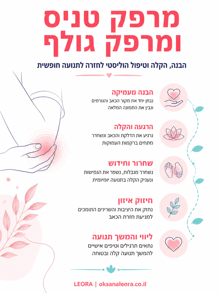 אינפוגרפיקה: מרפק טניס ומרפק גולף - לֶאוֹרָה אנרגיה וריפוי | Oksana Leora