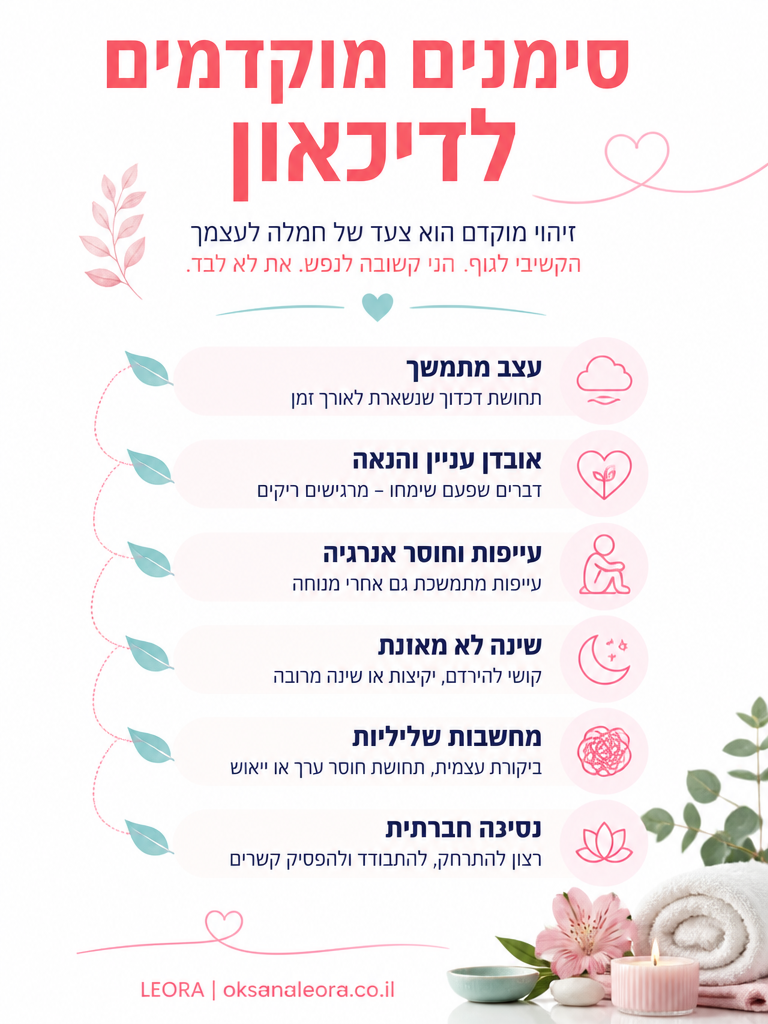 אינפוגרפיקה: סימנים מוקדמים לדיכאון - לֶאוֹרָה אנרגיה וריפוי | Oksana Leora