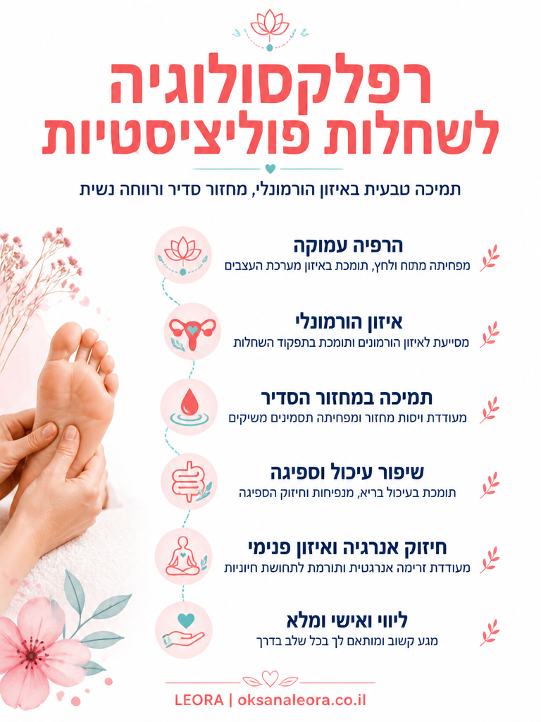 אינפוגרפיקה: רפלקסולוגיה לשחלות פוליציסטיות - לֶאוֹרָה אנרגיה וריפוי | Oksana Leora