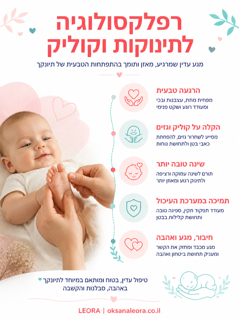 אינפוגרפיקה: רפלקסולוגיה לתינוקות וקוליק - לֶאוֹרָה אנרגיה וריפוי | Oksana Leora