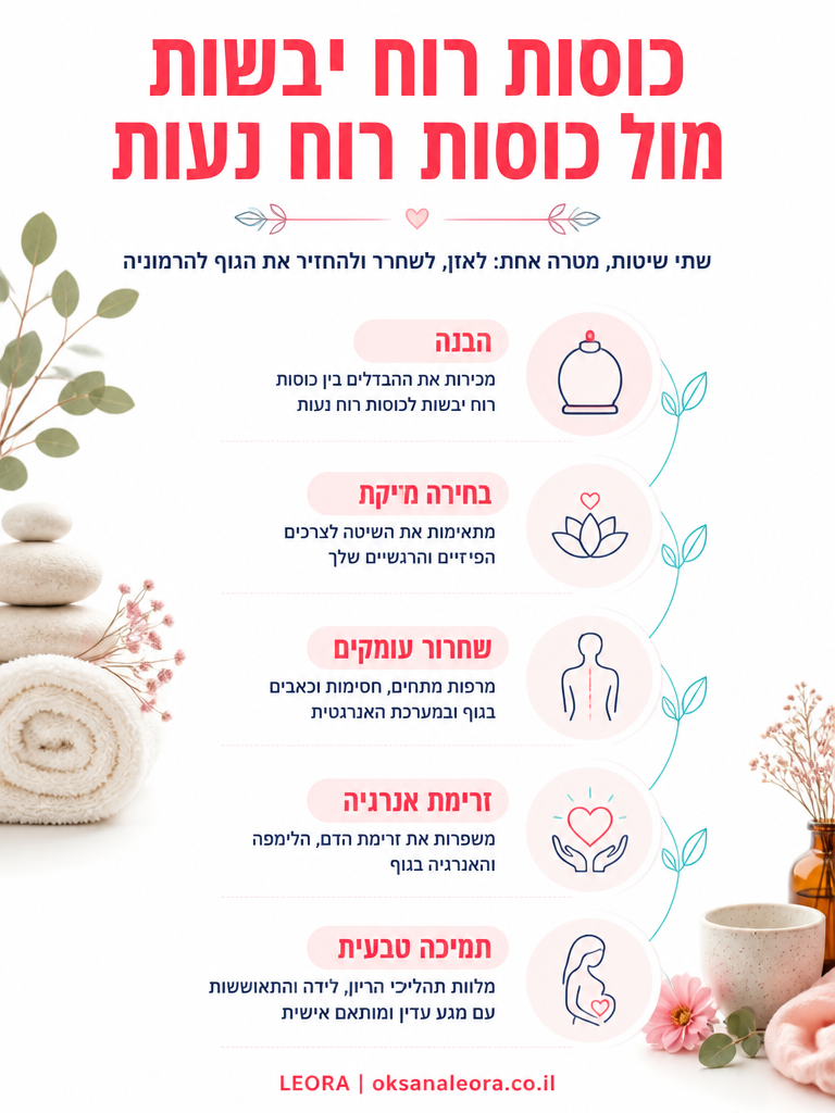 אינפוגרפיקה: כוסות רוח יבשות מול כוסות רוח נעות - לֶאוֹרָה אנרגיה וריפוי | Oksana Leora
