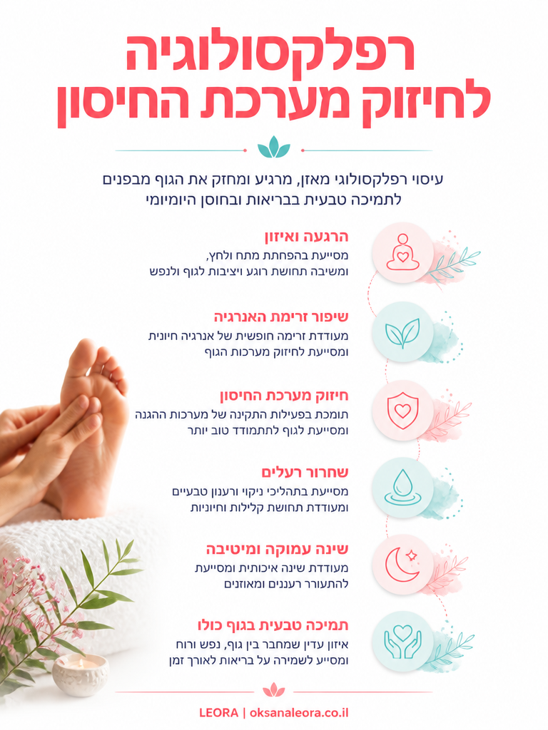 אינפוגרפיקה: רפלקסולוגיה לחיזוק מערכת החיסון - לֶאוֹרָה אנרגיה וריפוי | Oksana Leora