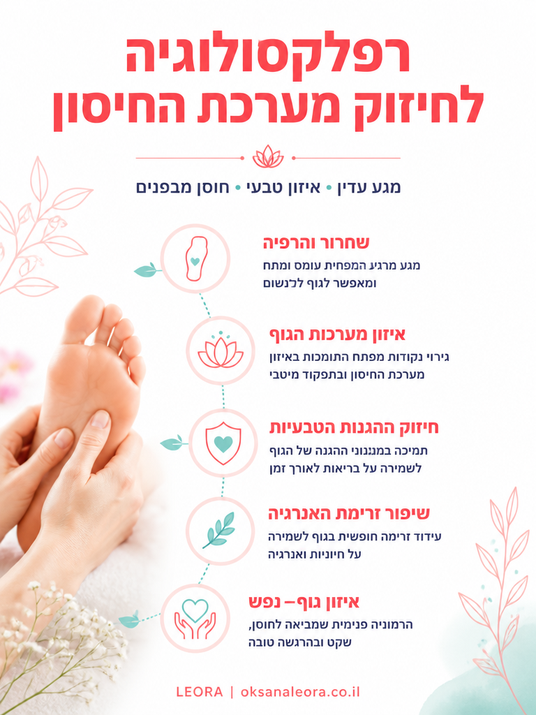 אינפוגרפיקה: רפלקסולוגיה לחיזוק מערכת החיסון - לֶאוֹרָה אנרגיה וריפוי | Oksana Leora